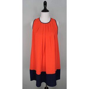 New UMGEE Orange Blue The Virginia Dress Sleeveless Pleated Shift Dress Size M